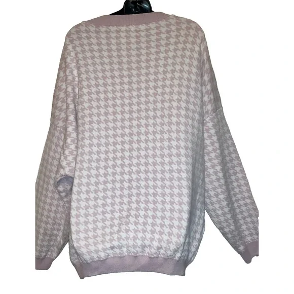 Pink & White Houndstooth Cardigan Sweater BOOHOO Geometric Plus Size 20 NWT - Picture 8 of 13